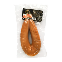 Large red door hand snapping ready-to-eat cooked food with starchy sausage non grilled bowel fire leg sausage 500g root