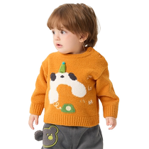 Balabala baby sweater childrens winter bottoming sweater baby sweater pullover 2024 new half-edge velvet cute