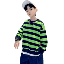 Yibeitong boys striped sweatshirt autumn 2024 new Korean version spring and autumn childrens clothing loose bottoming shirt