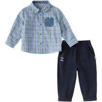 David Bella Childrens Grous Package 2024 Spring Clothing Boy Pure Cotton Shirt Pants Two Pieces