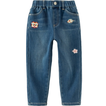 David Bella childrens jeans autumn and winter new girls Chinese style pants medium and large childrens casual pants