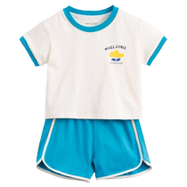 (Cool and Antibacterial) Marc Jenny Summer Clothes New Boys Contrast Color Sports Suit Short Sleeve Suit