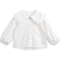 Mark Jenny 2024 Spring New Girls Lace Lapel All-match Shirt Childrens Cotton Shirt Top