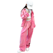 Yuyingfang Girls Spring and Autumn Denim Suit 2024 Big Childrens Fashionable Spring Suit Wide Leg Pants Girls Two-piece Set