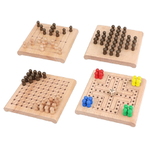 Mimi Play Pocket Chess Childrens Multifunctional Educational Toy Wooden Mini Chess Parent-Child Desktop Game 1 Box