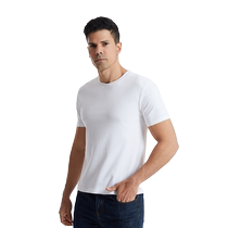 Catman casual pure cotton short-sleeved T-shirt for men and women round neck sweat-absorbent breathable antibacterial solid color basic top as base layer