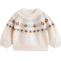 Mark Jenny girls Fair Isle style loose wool sweater childrens knitted sweater autumn and winter new style
