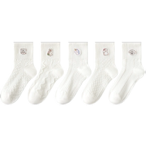 Caramella cartoon embroidered short womens socks are comfortable and versatile thin and breathable ins Korean style sweet style socks for women