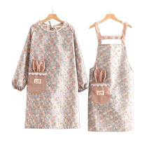 Long-sleeved apron smock 2024 new style female internet celebrity home kitchen fashion working and cooking cute work clothes apron