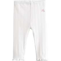 Mark Jenny Girls Little Flower Wavy Lace Stretch Leggings Childrens Pants 2024 Spring and Summer New Style