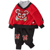 () jellybabyboy Handsuit suit New Year clothes Winter children Garsuede New Year to wear Down
