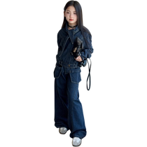Yuyingfang big girl denim suit new spring and autumn style Korean style design coat wide leg pants two-piece set