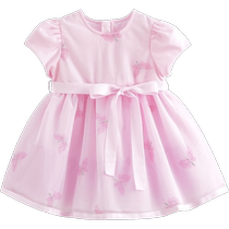 Mark Jenny girls embroidered mesh short-sleeved dress childrens dress princess dress baby summer dress