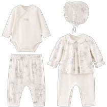 (Same style in the mall) British newborn baby clothes gift box pure cotton four-piece set full-month baby gift meeting gift