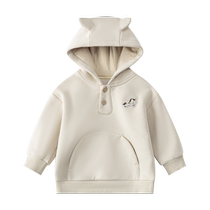 嫚熙儿童暖氧吧卫衣白色男女宝宝秋冬季上衣加绒加厚保暖儿童外套