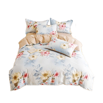 Jialiya cotton printed four-piece set latex pillow pure cotton printed quilt cover sheets home bedding set