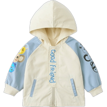 Qiqi Bear Baby Windbreaker Pure Cotton Spring and Autumn Thin Section Girls and Boys Autumn Tops for Childrens Trendy Hooded Jackets