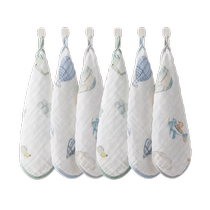Manxi baby saliva towel pure cotton newborn handkerchief gauze face towel baby towel bath face wipe 6 pieces