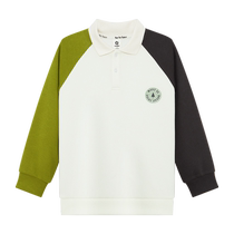 Zuoxi boys contrasting color polo collar sweatshirt 2024 autumn childrens tops are skin-friendly breathable and wear-resistant mountain style casual trend