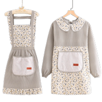 Long-sleeved apron for kitchen and home use 2024 new style apron womens smock catering special cooking internet celebrity reverse wear summer men