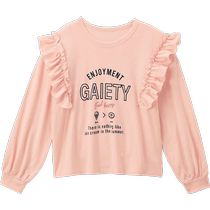 Qianquhui Childrens Clothing Spring and Autumn Girls Shoulder Ruffles Decorated Cotton Long-Sleeved T-Shirt Top