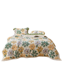 Meow full score new jacquard bean fleece three-layer blanket soy fiber thickened jacquard quilted bed sheet cover