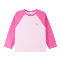 Zuoxi girls long-sleeved T-shirt pure cotton childrens contrast raglan sleeve bottoming shirt spring and autumn 2024 new style clothes