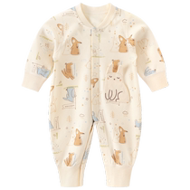 Guiqi Bear baby jumpsuit spring and autumn pure cotton male and female baby pajamas long-sleeved outdoor sleeping clothes autumn