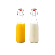 BJ Baijie Glass Sealed Jar Soaking Wine Bottle Juice Bottle Sealed Bottle with Lid Snap Wine Bottle 2 Pack 500ML