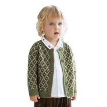 Manxi baby woolen coats for boys and girls autumn and winter tops for boys and girls pure cotton warm exquisite artistic style versatile