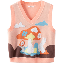 (Same style in the mall) Balabala childrens clothing girls vest V-neck sweater autumn 2024 new pullover sweater