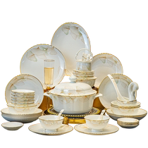 2024 new dish set household Jingdezhen Chinese light luxury housewarming ceramic bowls and chopsticks high-end tableware plates