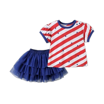 Yingshi childrens suit girl baby round neck short-sleeved top pants casual sports suit summer new style