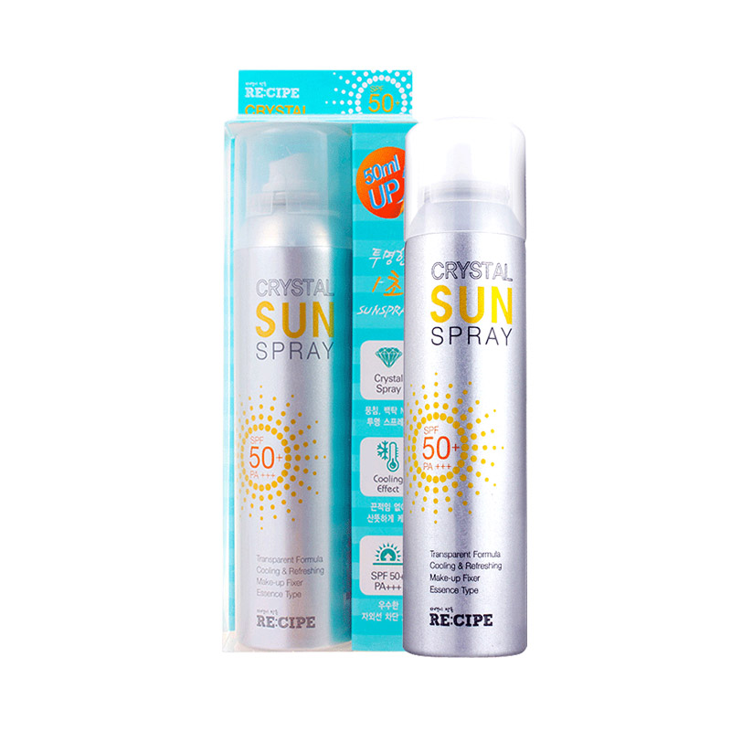 韩国RECIPE莱斯壁玥之秘定妆水晶防晒喷雾SPF50+男女全身180ML-实得惠省钱快报