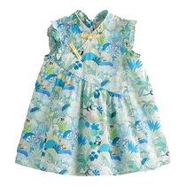 Mark Jenny girls new Chinese style disc button flying sleeve cheongsam dress 2024 summer dress new style