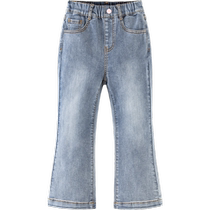 Mini Barabara girls trousers 2024 Spring and Autumn baby plays soft childrens jeans horn pants