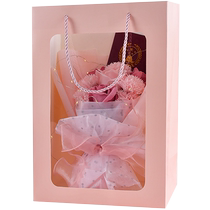 New New Fine Art Emulation Pink Rose Bouquet With Teacher Gift Soap Flower With Lamp Strings Gift Bag