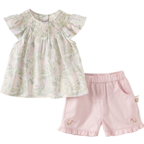 (Same style in the mall) David Bella Childrens Shorts Set 2024 Summer Dress Girls Western Style Printed Two-piece Set
