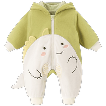 (Warm and fashionable baby outing jumpsuit) Autumn and winter baby hooded clothes for men and women thickened and super cute