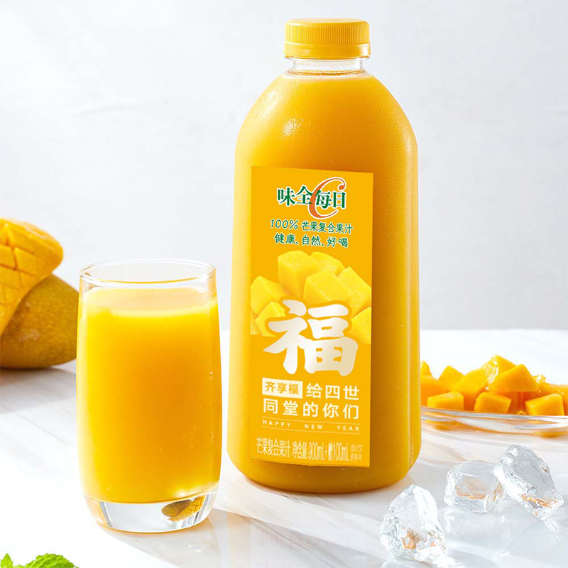 味全每日C芒果汁味900ml×1大瓶装量贩装低温冷藏果蔬汁家庭装