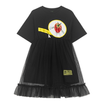 The same style as the malls Maradin childrens clothing girls short-sleeved dress summer dress new mesh stitching printed skirt