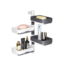 Rotating soap box no punching wall-mounted bathroom storage rack bathroom multi-layer drain storage soap box