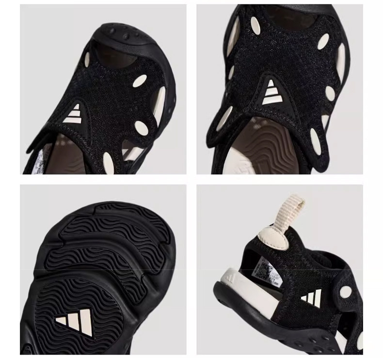 Adidas Girls' Sandals, New Summer Style, Wave Star Breathable Mesh, Non-Slip Texture, Easy to Put on and Take Off, Casual Wear — 5