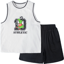 Mini Balabala childrens suit boys sleeveless summer basketball sports suit childrens two-piece suit