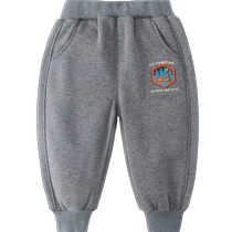 Qiqi Bear Baby Plush Pants Autumn and Winter Boys Sports Pants Baby Winter Clothes Casual Sweatpants Trendy Childrens Warm Pants
