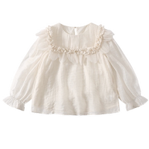 Детская одежда Ueki лиоцелл-тенсель тонкая рубашка с рюшами для девочек детская рубашка среднего и большого размера весенняя новая детская рубашка 2024 года