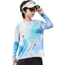 Yuyingfang Boys Sun Protection Clothing Summer 2024 New Trendy Childrens Sun Protection T-Shirt Long Sleeve Medium and Large Childrens Sun Protection Clothing Breathable
