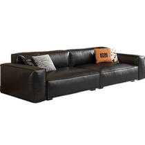 Oley Oulang Napa leather tofu block straight sofa high-end large living room leather art sofa black high-end