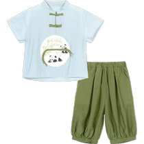 Beibeiyi childrens clothing boys ancient style suit childrens new Chinese Hanfu summer new boys short-sleeved shorts two pieces