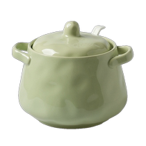 Sheli cream-colored ceramic lard jar double-ear oil spicy jar high-value seasoning jar with lid and spoon dustproof